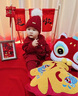 G.duck新生嬰兒衣服開(kāi)春外出服男寶寶春裝針織連體衣嬰幼兒毛衣嬰童哈衣 紅色寶寶單層爬服 73cm (建議14-17斤) 曬單實(shí)拍圖