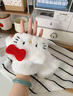 暢印可愛(ài)蝴蝶結貓半指翻蓋毛絨手套女冬季保暖加絨加厚學(xué)生寫(xiě)字防寒凍 白色 曬單實(shí)拍圖