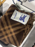 博柏利（BURBERRY）【禮物】圍巾男女 格紋羊絨圍巾棕色 曬單實(shí)拍圖