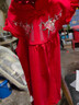 優(yōu)奇周歲禮服女寶寶夏季紅色旗袍嬰兒百天一周歲冠衣滿(mǎn)月衣服唐裝裙子 錦上添花+發(fā)帶 90cm 曬單實(shí)拍圖