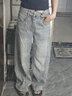 自由系闊腿寬松牛仔褲女2025秋季新款高腰顯瘦垂感直筒褲窄版休閑褲子 曬單實(shí)拍圖