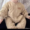 G.duck嬰兒衣服冬裝保暖寶寶夾加棉連體衣秋冬季嬰幼兒滿(mǎn)月外出棉服 咖灰色 100cm 100 曬單實(shí)拍圖