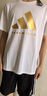 阿迪達斯運動(dòng)套裝男戶(hù)外休閑運動(dòng)服吸濕排汗速干短袖短褲兩件套 白/金 2XL 曬單實(shí)拍圖