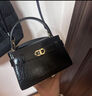 CHARLES&KEITH鱷魚(yú)紋凱莉包手提斜挎婚包包女包生日禮物CK2-50270880-1 Black黑色 S 曬單實(shí)拍圖