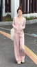 諄梧衛衣女裝春秋季2025年新款休閑運動(dòng)服設計感連帽顯瘦闊腿褲套裝女 粉色衛衣套裝L【110-120斤】 曬單實(shí)拍圖