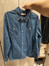 佐丹奴牛仔襯衫男水洗雙口袋潮牌時(shí)尚長(cháng)袖牛仔襯衣男18043609 曬單實(shí)拍圖