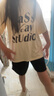 DOGHC9-12歲女大童夏季套裝15初中學(xué)生18少女短袖寬松T恤運(yùn)動(dòng)休閑短褲 Pass杏色短袖棉+黑色短褲 【套裝/有褲袋 薄款 150 M 建議【85-105斤】 曬單實(shí)拍圖