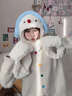 MDUG耳機小熊帽子圍巾一體女秋冬季可愛(ài)毛絨保暖三件套護耳騎行雷鋒帽 可愛(ài)雪人耳機毛絨帽子圍巾手套三件套 雪人白（均碼56-58cm） 曬單實(shí)拍圖