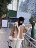 AIGOUGRT仿羊羔毛外套女短款冬季新款女裝韓系加絨加厚皮毛一體機車(chē)服冬天 棕色 S 建議100斤內 曬單實(shí)拍圖
