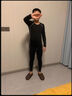 奧冠虎兒童運動(dòng)緊身衣套裝籃球打底衫訓練服男女童秋冬跑步保暖健身服 純黑2件套 26碼-130-140高/60斤左右 曬單實(shí)拍圖