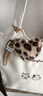 京臻大容量帆布包女斜挎休閑單肩包日系布袋手提袋學(xué)生上課通勤托特包 卡其色【豹紋愛(ài)心掛件】 曬單實(shí)拍圖