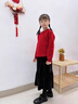moonkids女童毛衣新中式盤(pán)扣針織衫秋冬新款兒童年服上衣圣誕冬裝女孩紅色 兩件套【19722紅色毛衣+4381黑色絲絨長(cháng)裙】 100 cm 曬單實(shí)拍圖