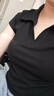 NOME夏季正肩T恤上衣螺紋polo衫女側邊褶皺修身顯瘦短袖T恤女 黑色 XL 曬單實(shí)拍圖