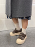 卓詩(shī)尼厚底板鞋女2025新款冬季加絨保暖棉鞋休閑舒適魔術(shù)貼毛毛鞋 棕色 38 曬單實(shí)拍圖