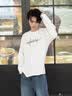 森馬（Semir）王安宇同款丨長袖T恤男重磅純棉打底衫字母t恤25秋冬保暖情侶上衣 本白10102 XL 曬單實拍圖