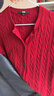 優(yōu)衣庫女裝紐花圓領(lǐng)針織開(kāi)衫/毛衣外套空調衫通勤秋冬新款481477 16 紅色 L 曬單實(shí)拍圖