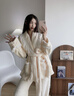 維多利亞睡衣女秋冬季加絨加厚法式少女珊瑚絨保暖外穿家居服套裝 珍珠翻領(lǐng)套裝 米色 L 【建議100-120斤】 曬單實(shí)拍圖
