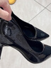 啄木鳥(niǎo)裸色高跟鞋女2025年夏季新款小眾設計感氣質(zhì)亮皮黑色細跟尖頭單鞋 黑色亮面跟高 5cm 37 曬單實(shí)拍圖