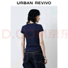 UR2025秋季新款女裝休閑日常字母印花修身圓領(lǐng)T恤UYY450276 藏青 M 曬單實(shí)拍圖