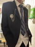 花花公子（PLAYBOY）校園風(fēng)男裝男生dk西裝制服外套jk校供感紅色西服學(xué)生痞帥班服套裝 黑色DK西服+白襯衫藍領(lǐng)帶+黑西褲 2XL 曬單實(shí)拍圖