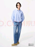 優(yōu)衣庫女裝男裝牛津紡箱型條紋襯衫/長(cháng)袖合作款新款479975 483601 479975/61水藍色 M 曬單實(shí)拍圖