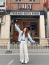蝶嬌諾（DIEJIAONUO）衛衣女2025年秋季女裝新款穿搭女套裝小香風(fēng)鹽系氣質(zhì)顯瘦港風(fēng)休閑 開(kāi)衫+內搭+褲子 S 曬單實(shí)拍圖