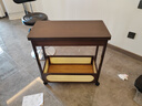竹藝佳客廳可移動(dòng)茶幾小戶(hù)型家用沙發(fā)邊幾臺面可折疊推車(chē)多功能儲物架子 咖色-帶輪收納款 曬單實(shí)拍圖