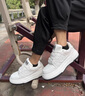 薩拉維夫（SLLAVIF）感男鞋秋季款新款小白鞋面包鞋厚底增高鞋運動(dòng)休閑老爹鞋 白紅 38 按板鞋碼數拍 曬單實(shí)拍圖