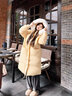 妃?，幱鸾q棉服女中長(cháng)款2025冬季新款韓版減齡甜美風(fēng)學(xué)生加厚大毛領(lǐng)棉襖 黃色 S 曬單實(shí)拍圖