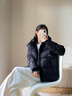 高梵黑金鵝絨服抱抱5.0羽絨服女士四格2025冬季短款潮流時(shí)尚加厚外套 黑色 S 90-110斤 飛天鵝絨193g 曬單實(shí)拍圖