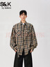 班尼路（Baleno）S&K格子襯衫男生長(cháng)袖2025新款春秋季寬松休閑襯衣青少年上衣外套 黃色 2XL 碼 【146-165斤】 曬單實(shí)拍圖