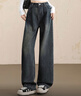 美麗衣櫥（BEAUTIFUL WARDROBE）2025秋季時(shí)尚高腰闊腿牛仔褲女小個(gè)子直筒潮流褲子女設計感 曬單實(shí)拍圖