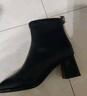 卓詩(shī)尼粗跟短靴女款秋冬高跟時(shí)裝瘦瘦靴子黑色單靴英倫風(fēng) 黑色 38 曬單實(shí)拍圖