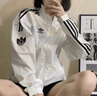 adidas情侶款復古風(fēng)梭織立領(lǐng)夾克外套男女秋季阿迪達斯官方三葉草 亮白 XS 曬單實(shí)拍圖