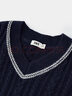 森馬（Semir）森柔|毛衣女冬季絞花提花寬松V領上衣潮流時尚慵懶風疊穿毛衫 藍色調(diào)00388 L 曬單實拍圖
