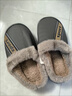大碼包跟棉拖鞋男新款PU防水厚底防滑秋冬季居家用可外穿棉鞋男 灰色-半拖 42-43 （適合40-41碼） 曬單實(shí)拍圖