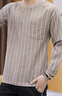 皮爾卡丹（pierre cardin）男士長(cháng)袖t恤潮流韓版衣服男裝打底小衫秋季衛衣男條紋上衣 T06 卡其色 XL 曬單實(shí)拍圖