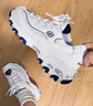 斯凱奇（Skechers）女鞋小白熊女士休閑鞋子厚底增高百搭運動(dòng)軟底老爹鞋女99999863 白色/海軍藍色/WNV1 39 曬單實(shí)拍圖