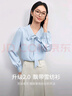 尚都比拉翻領(lǐng)可拆卸飄帶單排扣長(cháng)袖防透雪紡衫女秋季氣質(zhì)通勤時(shí)尚高級上衣 曬單實(shí)拍圖