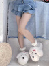 可愛(ài)小狗棉拖鞋女2025新款蝴蝶結居家舒適毛絨保暖休閑棉拖鞋女士 白色 38-39 適合平時(shí)37-38 曬單實(shí)拍圖