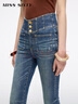 MISS SIXTY2025秋季新款牛仔褲女V型高腰修身顯瘦微喇叭褲超模褲 深藍常規 26 曬單實(shí)拍圖