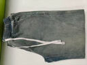 杉努牛仔褲子男款秋季寬松微喇美式拼接彎刀褲闊腿拖地學(xué)生春款長(cháng)褲 156淺藍色 XL  【建議130-155斤】 曬單實(shí)拍圖
