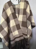 恒源祥羊絨羊毛格紋披肩外套加厚保暖針織高級感圍巾斗篷撞色流蘇外搭女 咖啡色加厚現貨 曬單實(shí)拍圖