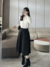 尚靜綿羊毛雙面呢高腰顯瘦半身裙女2025年冬季新款大散擺A字裙百褶裙 氣質(zhì)灰 M 曬單實(shí)拍圖