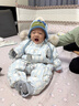 嫚熙（EMXEE）【新品】白鵝絨羽絨服嬰兒連體衣冬季保暖寶寶精靈連帽外出爬服 幸運(yùn)滿(mǎn)格 90 【1-2歲，建議體重9.5-13kg】 曬單實(shí)拍圖