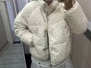 鹿王戀雪短款碎花羽絨棉服女冬季2025新款學(xué)生立領(lǐng)加厚保暖面包服棉襖外套 藍碎花 S 曬單實(shí)拍圖