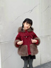 G.DUCKKIDS小黃鴨女童加絨呢大衣冬裝女孩紅色新年外套拜年服國風(fēng)皮草棉衣 紅色 120 cm 曬單實(shí)拍圖