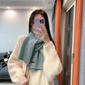 恒源祥圍巾女針織藍色羊毛混紡毛線(xiàn)韓版秋冬保暖防風(fēng)時(shí)尚百搭圍脖加厚 蒂芙尼藍 曬單實(shí)拍圖
