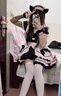日系貓咪少女黑粉女仆裝cosplay服二次元Lolita大碼連衣裙 黑粉套裝+白襪 S(建議70-95斤) 曬單實(shí)拍圖
