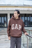 GAP男女裝碳素軟磨抓絨格紋logo連帽衛衣上衣609221 棕色 170/92A(M)亞洲尺碼 曬單實(shí)拍圖